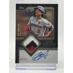2025 Topps CJ Abrams Flagship Game Used Jersey Patch Relic Auto /25 SP Nationals
